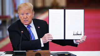 Illustration for article titled Trump Sees Zero Irony in Ordering the Creation of American Heroes Garden During Photo Op on Stolen Land